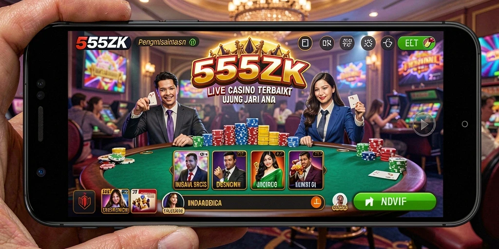 Screenshot gameplay 555ZK menampilkan suasana permainan Live Casino yang nyata.