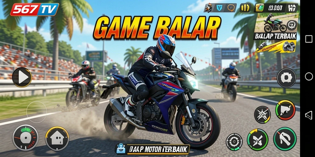Gameplay seru balap motor di <strong>567TV</strong> yang penuh aksi.