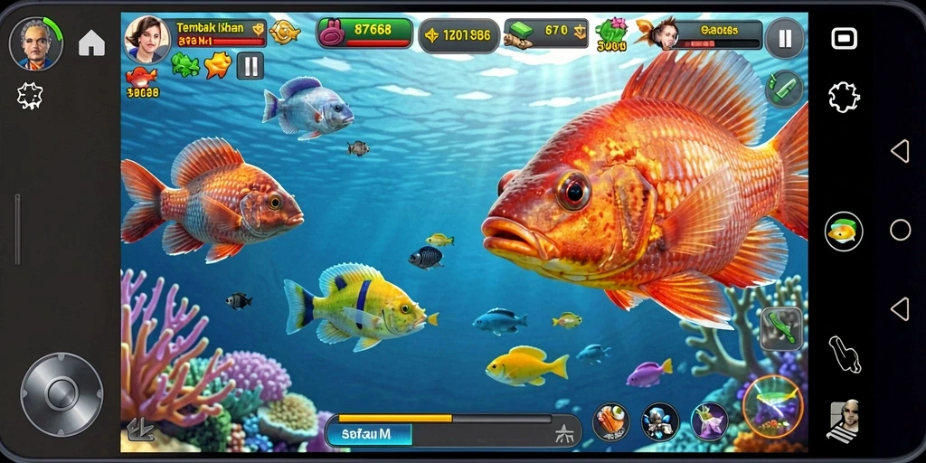 Gameplay seru menembak ikan dalam 8768.