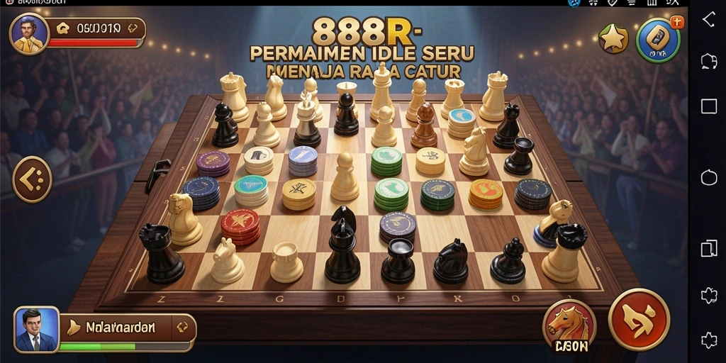 Tampilan gameplay Idle menarik di 888R dengan karakter catur beraksi.