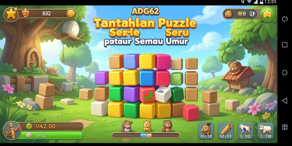 Screenshot ADG62 menampilkan gameplay seru dalam menyelesaikan Puzzle.