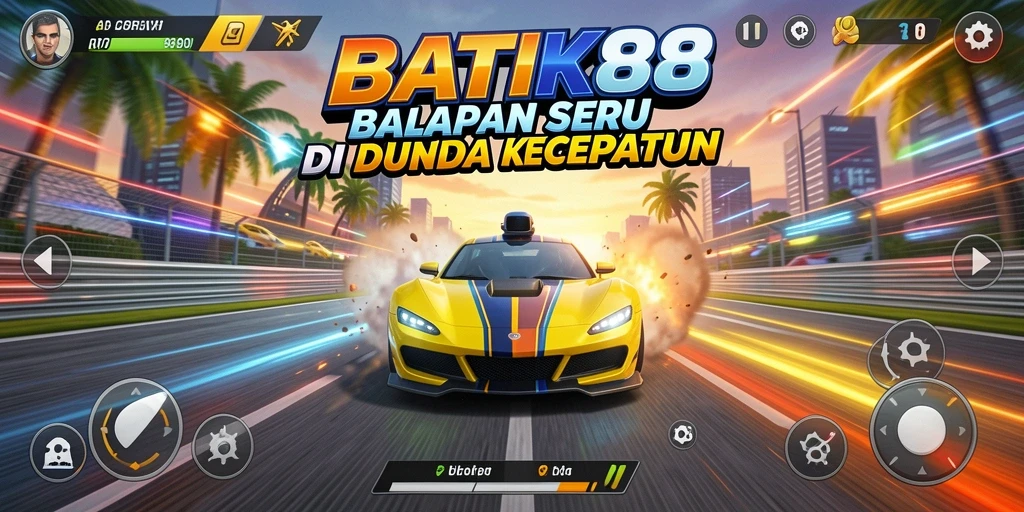 Screenshot gameplay BATIK88 menampilkan momen balapan yang mendebarkan.