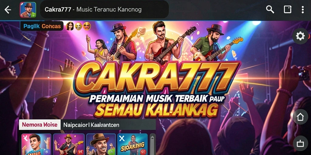 Screenshot utama CAKRA777 menampilkan gameplay musik yang interaktif dan menarik.