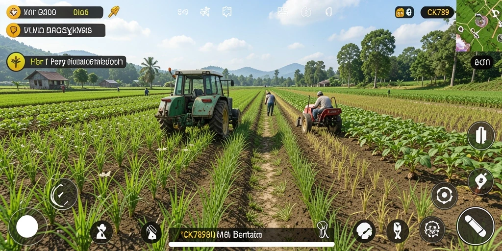 Tangkapan layar gameplay CK789 menampilkan pengalaman bertani yang menyenangkan.