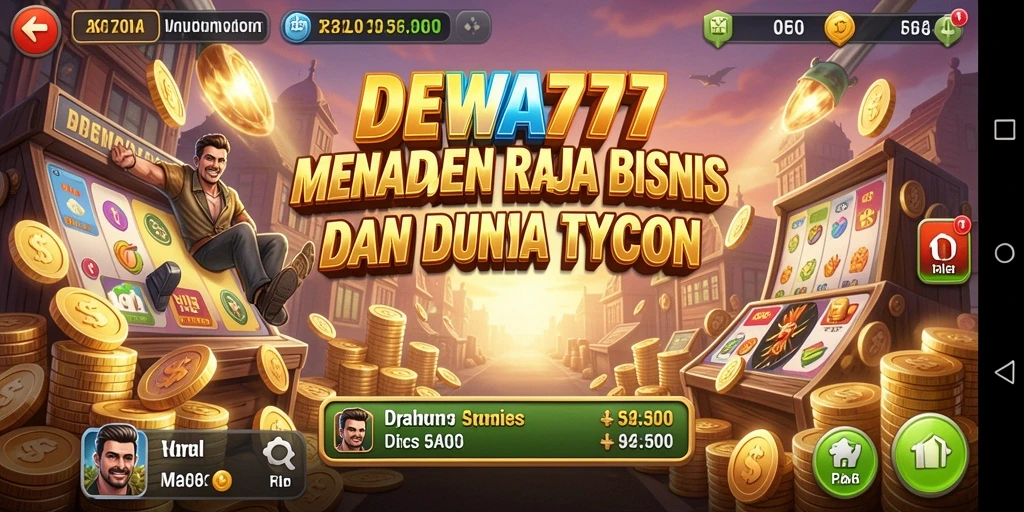 Tampilan gameplay DEWA777 yang menampilkan strategi bisnis yang seru.