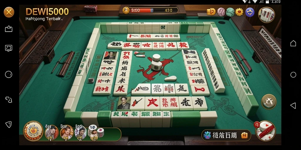 Screenshot gameplay DEWI5000 menampilkan aksi mencocokkan ubin Mahjong.