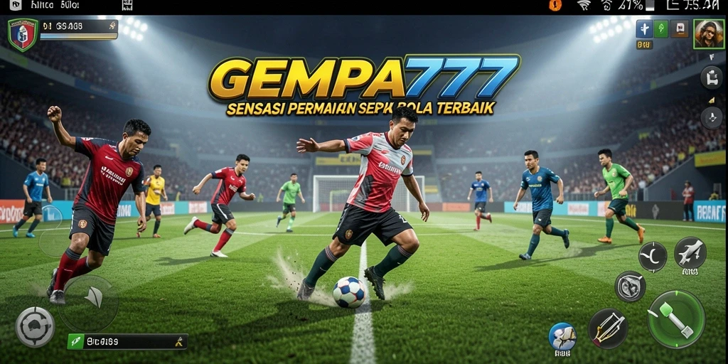 Tampilan gameplay GEMPA777 dalam aksi sepak bola yang mendebarkan.