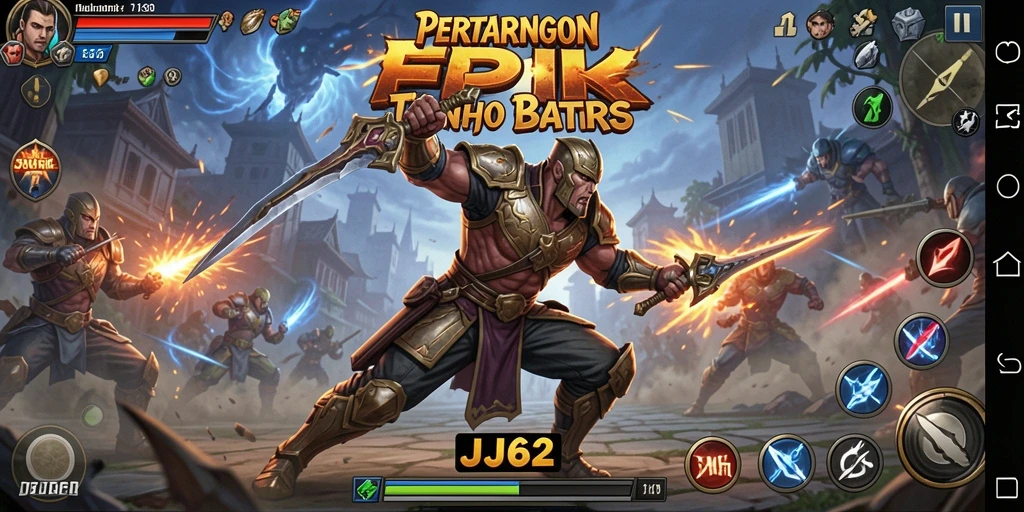Screenshot gameplay JJ62 yang menunjukkan aksi pertarungan yang mendebarkan.
