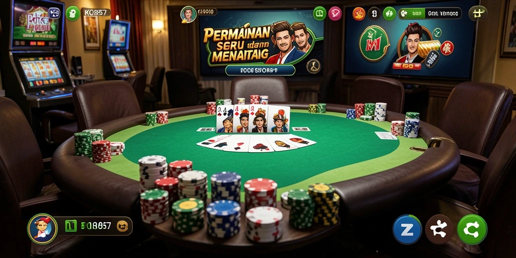 Tampilan utama gameplay Poker dalam KO857 yang menegangkan.