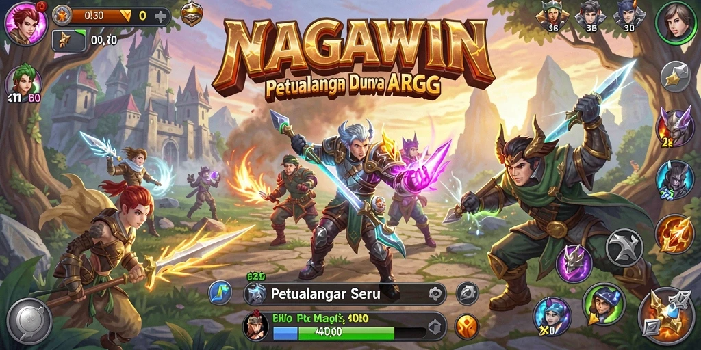 Screenshot utama NAGAWIN menampilkan aksi seru dalam gameplay ARPG.