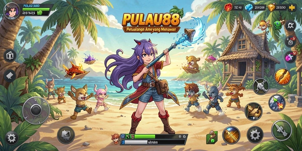 Tampilan gameplay PULAU88 yang penuh aksi dan petualangan Anime.