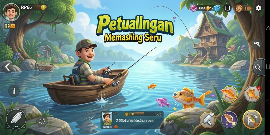 Screenshot gameplay RP66 menampilkan aksi memancing yang seru dan menantang.