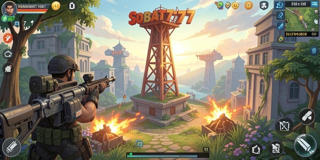 Screenshot gameplay Tower Defense yang intens dan menarik dari SOBAT777.
