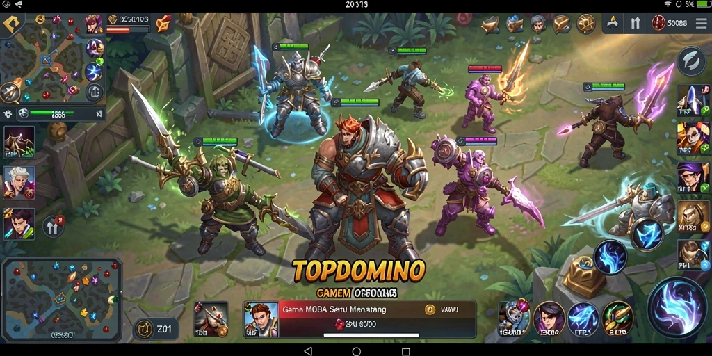 Tampilan gameplay seru dengan karakter unik di TOPDOMINO.