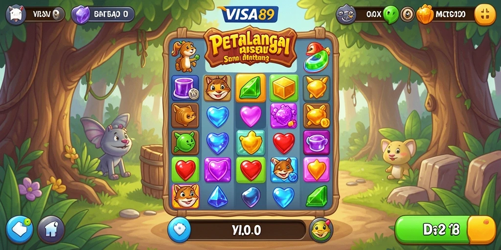Screenshot menunjukkan gameplay Match-3 yang seru dan menantang.
