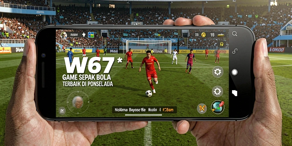 Tangkapan layar gameplay W67 yang menampilkan aksi seru sepak bola.
